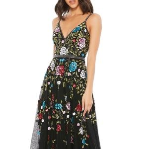 Mac Duggal Floral Embellished A-Line Gown
